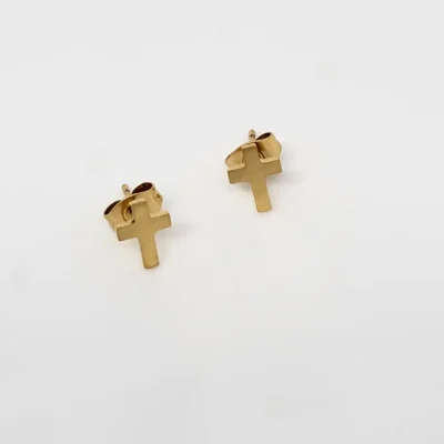 dainty gold cross studs