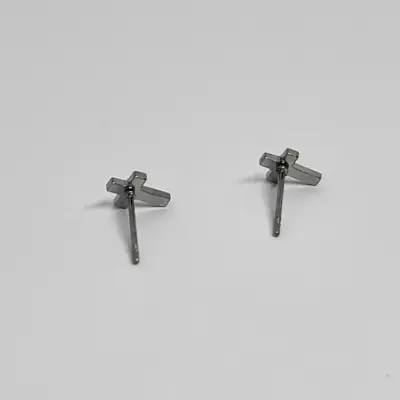 SILVER DAINTY CROSS STUDS