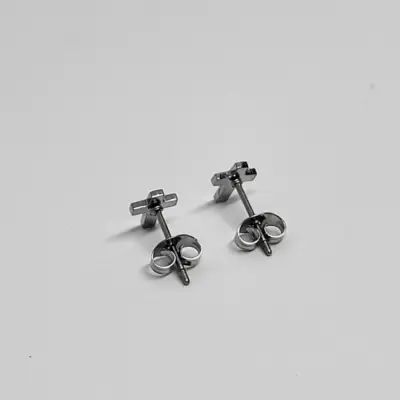 SILVER DAINTY CROSS STUDS