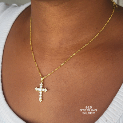 The Radiant Hope Cross Necklace - Sterling Silver base wt 18K Gold Plating