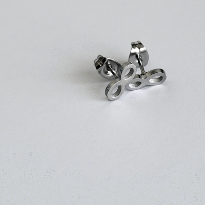 small dainty pair of silver infinity stud