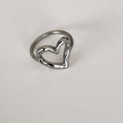 Melted Heart Ring Silver
