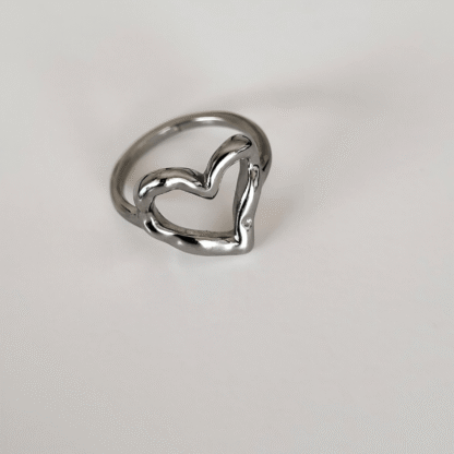 Melted Heart Ring Silver