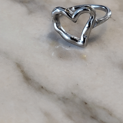 Melted Heart Ring Silver