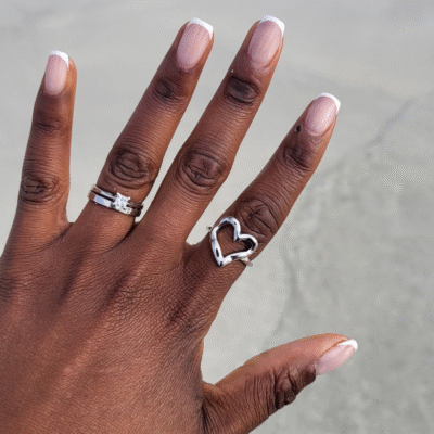 Melted Heart Ring Silver