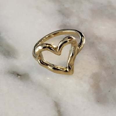 melted heart ring gold